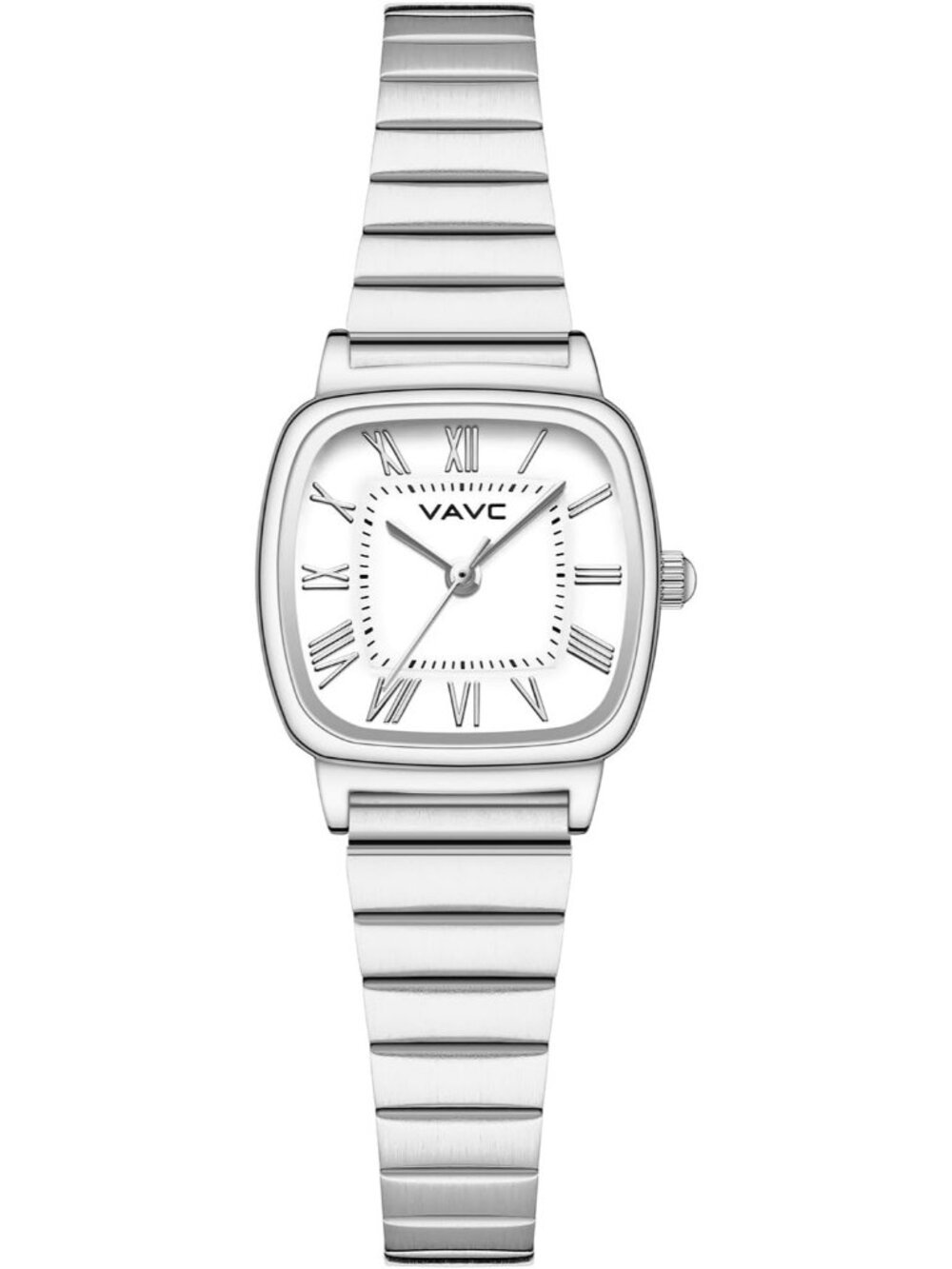 Women's White-Silver Rectangular Case Roman Dial Stainless Steel Bracelet Watch